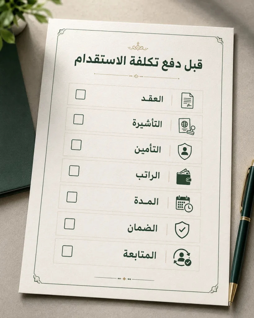 قبل دفع تكلفة الاستقدام