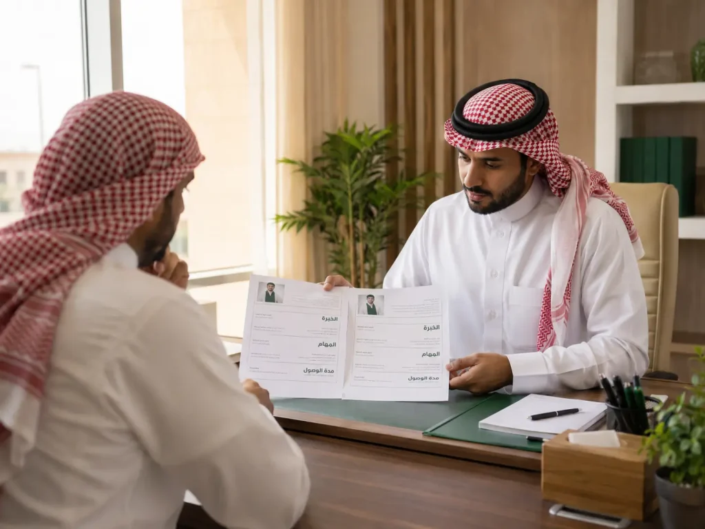 مستشار يعرض سيرتين ذاتيتين لمرشحتين من بلدين مختلفين.